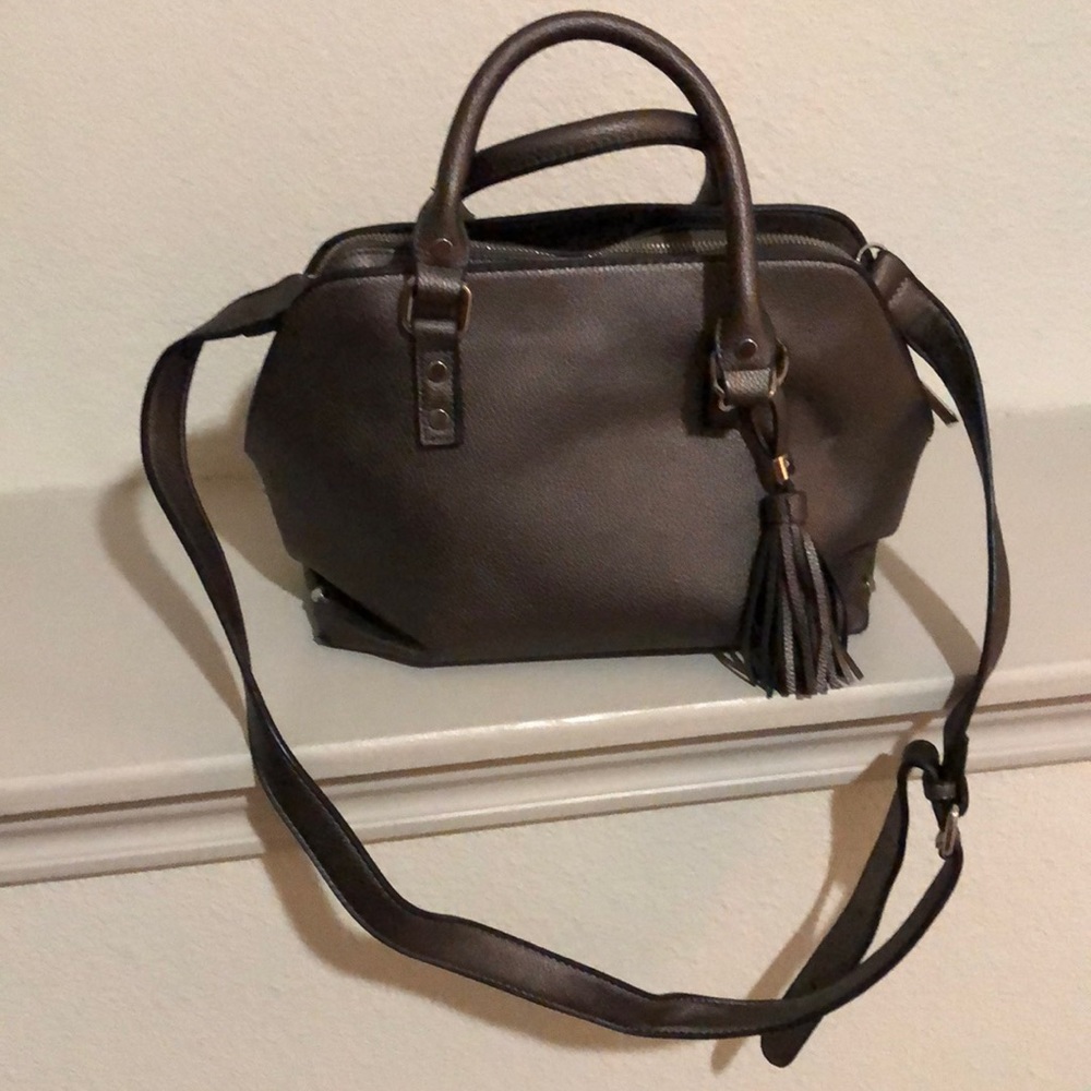 Goldish gray metallic color purse from Charming Charlie’s.
